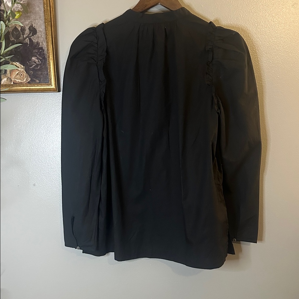 J.Crew Black Puff Sleeve Popover Blouse NWT Cotton Preppy Minimal Chic Small - Picture 9 of 9